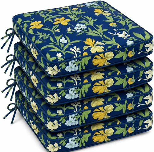 Miniatura 16 de Cojines para sillas de exterior de 19 x 19 pulgadas, impermeables, para muebles de patio, jardín, sofá con cremallera y correas ajustables, juego