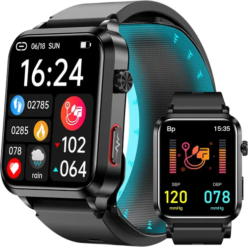 Yowow BIT Reloj inteligente de presión arterial con brazalete de aire con bolsa de aire, pantalla a color IPS de 1.92 pulgadas, monitor de salud