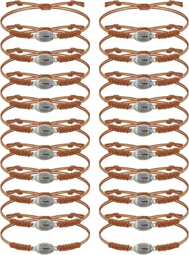 Miniatura 9 de Hicarer 20 pulseras de fútbol ajustables con dijes de fútbol, regalos de fútbol para mujeres y hombres, la mayoría de jugadores de equipo deportivo