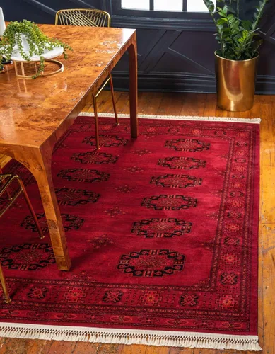 Miniatura 9 de Unique Loom Tekke Collection - Alfombra de área - Khabour (2' 7" x 12' corredor rojo/negro)
