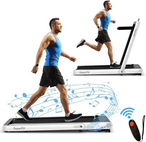 Miniatura 12 de Goplus Caminadora plegable 2 en 1, 4.75 HP Superfit para debajo del escritorio, caminadora eléctrica con control de aplicación, pantalla táctil LED