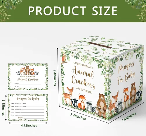 Miniatura 3 de Yuzioey Woodland Guess How Many Animal Crackers - Juego de adivinanzas, caja de juego de adivinanzas para baby shower de bosque y oraciones