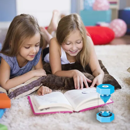 Miniatura 5 de SuLiao Temporizadores de arena 1m/2m/3m/5m/10 minutos, temporizador de arena de reloj de arena de plástico para niños, reloj de arena grande