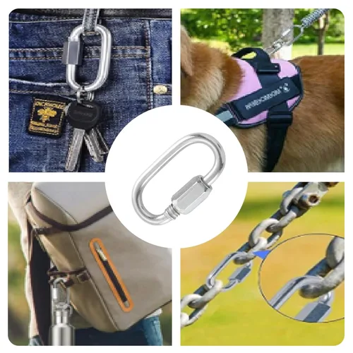 Miniatura 6 de HOME MASTER HARDWARE Mosquetón de enlace rápido de acero inoxidable 304 con bloqueo en forma de D, conector seguro resistente para cadenas, correas