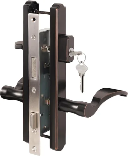 House Guard Sistema de Puerta de Patio con Bisagras Relleno con Manija de Palanca Juego de Cerradura de Mortaja para Reemplazo de Puerta de ORB