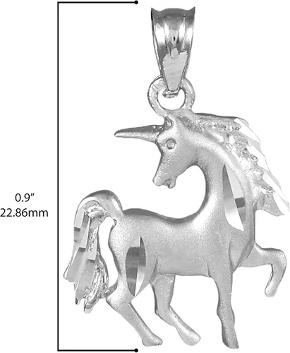 Miniatura 3 de Collar con colgante de unicornio de plata de ley 925 con acabado satinado