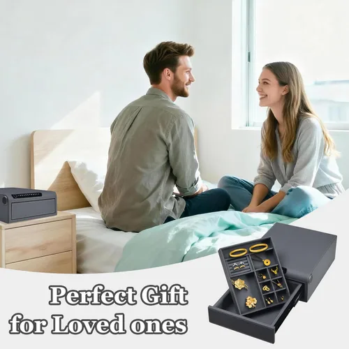 Miniatura 6 de Caja fuerte para joyas con cajones, biométrico de huellas dactilares, caja fuerte deslizante para pistolas, caja fuerte para almacenamiento de joyas