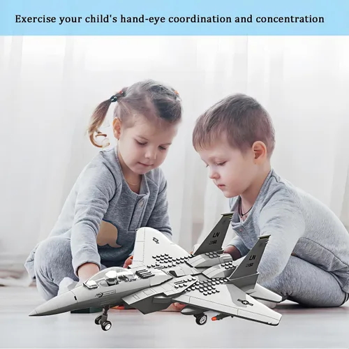 Miniatura 3 de Avión de combate F-15 Eagle militar compatible con Lego, avión de juguete de 270 piezas para niños de 10 años en adelante y adultos, juguetes