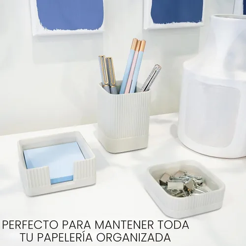 Miniatura 3 de Juego de 3 organizadores de escritorio estéticos para tu oficina, accesorios de escritorio de hormigón resistentes para mujeres u hombres que