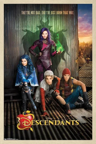 Miniatura 6 de Disney Descendants - Póster de pared de Key Art, 22.4 pulgadas de largo x 14.7 pulgadas de ancho, versión enmarcada de madera de granero