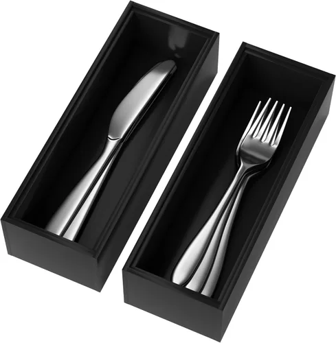 Miniatura 14 de Lixple Organizador de Cajón de Bambú, Pequeño Organizador de Cubiertos para Cajón de Cocina, Organizador de Utensilios Apilable, 2 Piezas