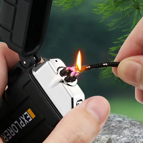 Miniatura 2 de Lafagiet Encendedor de arco impermeable, encendedor de arco de plasma doble para exteriores, recargable por USB, sin llama, para campamento