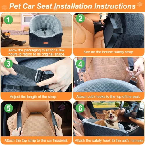 Miniatura 4 de Asiento de coche para perros Vivifying para perros pequeños y medianos, asiento elevador desmontable y lavable para mascotas de hasta 30 libras