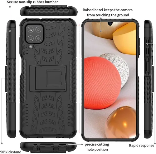 Miniatura 4 de Funda para teléfono Galaxy A12, funda para teléfono Samsung A12 con protector de pantalla, protector de silicona a prueba de golpes con función