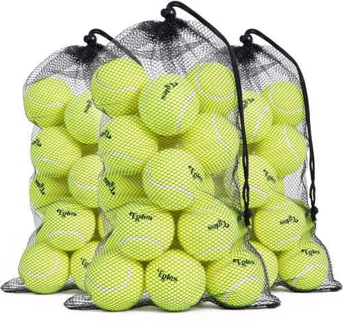 Egles Paquete de 12/20/60 pelotas de tenis para entrenamiento y perros, pelota de tenis de práctica de alta elasticidad con bolsa de malla para