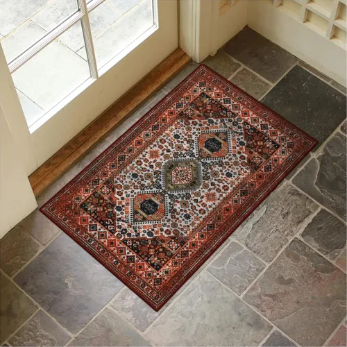 Miniatura 38 de Collive Tapete lavable para puerta de interior, antideslizante, alfombra de entrada retro de 20 x 32 pulgadas, tapete de entrada de absorción Multi