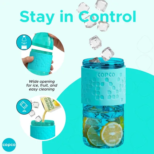 Miniatura 4 de Copco Hydra - Botella de agua de 16.9 onzas, juego de 2, a prueba de fugas, sin BPA, de tritán, apta para lavavajillas, cuerpo abierto para hielo