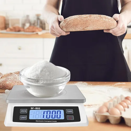 Miniatura 7 de Gran báscula digital de cocina 30 kg/66 lb báscula de alimentos para hornear y cocinar báscula de pan de acero inoxidable con pantalla LCD escalas