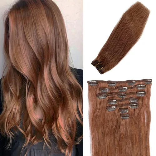 Miniatura 33 de Extensiones de cabello rubio ceniza con reflejos, extensiones de cabello humano real con clip, de 12 pulgadas, 2.47 onzas, doble trama, invisible