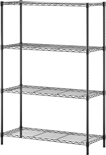 BestOffice | Estantes de Almacenamiento de Alambre de 4 Niveles | 36x14x54 | Negro | con Estantes Ajustables | Estante de Metal Resistente, Soporta