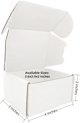 Miniatura 2 de Cajas de 4x3x2 pulgadas Czofnjesi pequeñas blancas para correo, cajas de regalo de cartón corrugado reciclables para embalaje y envío, juego de 10