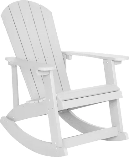 Miniatura 25 de Flash Furniture Savannah - Mecedora Adirondack de madera de poliresina, poliestireno gris para todo tipo de clima, herrajes de acero inoxidable