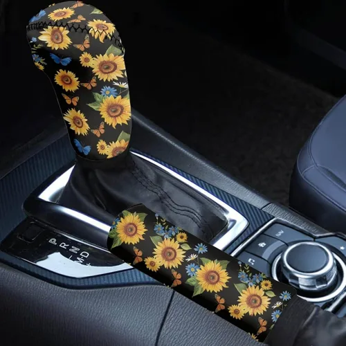 Miniatura 29 de Juego de 2 piezas set de accesorios interiores para coche, para las mujeres, hombres; cubierta de palanca de cambios/freno de mano, personalizada