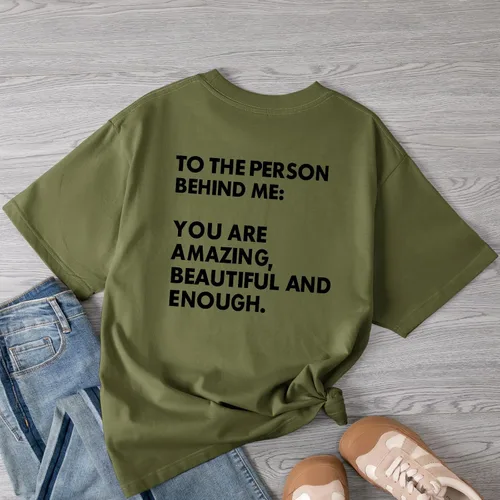 Miniatura 2 de Bobeutou Camiseta con texto en inglés You Matter to The Person Behind Me, You are Amazing Beautiful and Enough Linda camiseta divertida para mujer