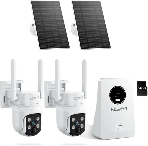 Miniatura 13 de Cámaras de seguridad solares inalámbricas para exteriores, 4MP alimentado por energía solar, kit de 8 cámaras, visión nocturna a color, PTZ de 360°