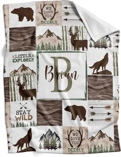 Miniatura 15 de Mantas de bebé personalizadas para niños, regalos personalizados para bebés con nombre, manta de forro polar suave y ligera (león bebé)