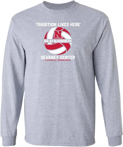 Miniatura 31 de CornBorn Elige tu diseño - Camisetas de manga larga de voleibol de Nebraska Voleibol Script Huskers - Blanco