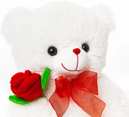 Miniatura 5 de Oso de peluche de 12 pulgadas para el Día de la Madre, regalo con rosa, regalo para novia, mujeres, ella, él, cumpleaños, boda, San Valentín, blanco