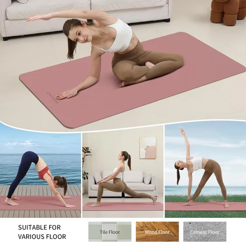 Miniatura 6 de Extra Wide & Thick 8mm Yoga Mat, 72"x31.5" Large Non Slip Exercise Mat, Premium POE Material for Superior Cushioning & Stability, with Strap for Rosa