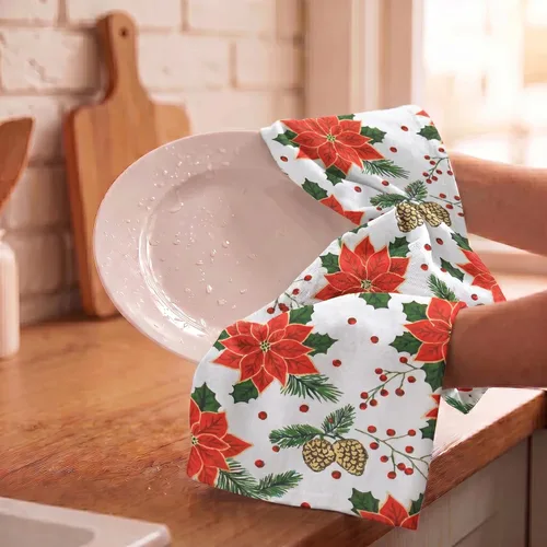 Miniatura 7 de Urban Villa Toallas de cocina de Navidad con estampado de piña, multicolor, de calidad premium, 100% algodón, trapos de cocina con esquinas 086