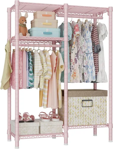 Miniatura 10 de Ulif F1 - Perchero para niños, bebés, estudiantes y habitación de los niños, 4 niveles independientes y portátiles de alta resistencia, armarios