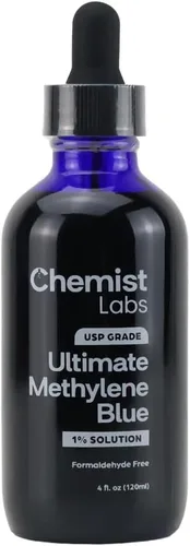 Gotas de azul de metileno 1% grado farmacéutico 99% de pureza grado USP, metileno azul, soporte celular y mitocondrial, probado por terceros,