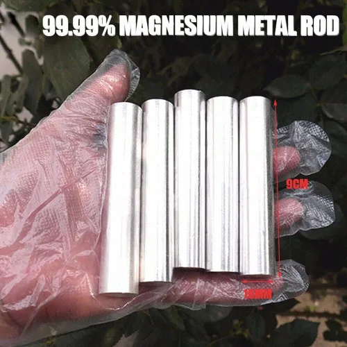Miniatura 4 de TEAMWILL Barra de metal de magnesio 99.99% 0.630 in x 3.543 in 0.63 "* 3.5" supervivencia de emergencia de fuego ligero, 5 uds