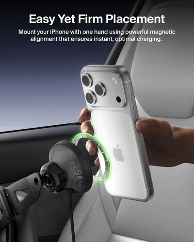 Miniatura 7 de Belkin Soporte de teléfono Tesla, soporte magnético inalámbrico para automóvil para vehículos eléctricos (imán fuerte) con cable USB C de 3.3 pies