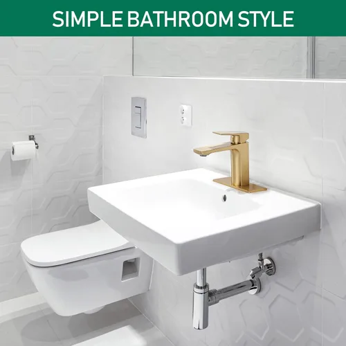 Miniatura 7 de VOTON Grifo de Lavabo de Baño de Oro Cepillado de Una Sola Manija, Grifos de Baño para Lavabo de 1 Orificio, Grifo de Tocador de Lavabo de RV