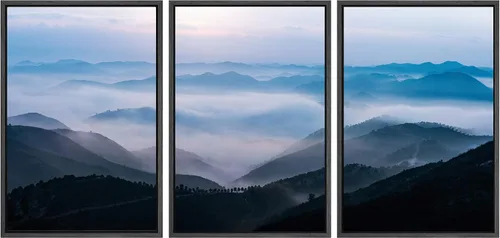 Miniatura 32 de SIGNWIN Lienzo enmarcado para pared, juego de arte nublado de tormenta, cielo, bosque otoñal, árboles, rústico, naturaleza, fotografía, realismo