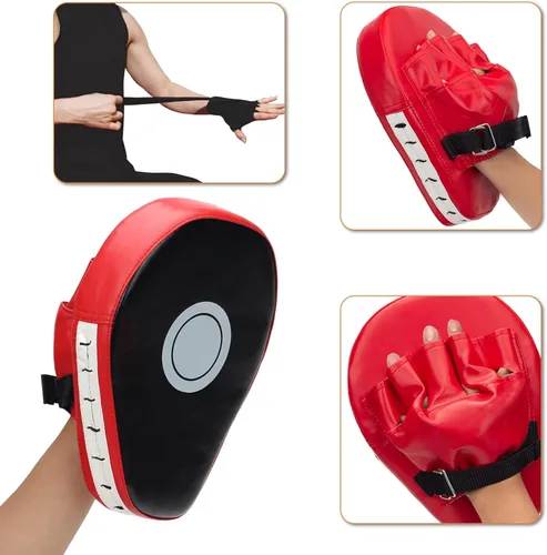 Miniatura 7 de Juego de 3 en 1 de guantes de boxeo y mitones de golpeo para niños, guantes de boxeo deportivos con almohadillas para manos y vendas, juego