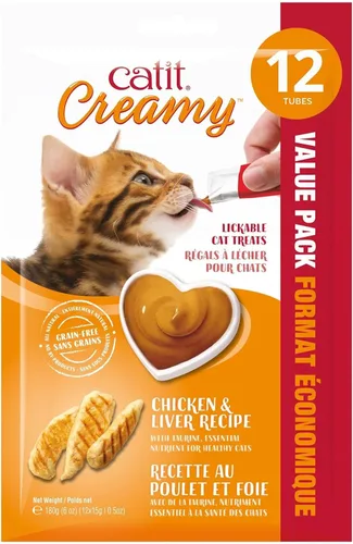 Miniatura 5 de Catit, bocadillo cremoso para gatos para lamer, bocadillo saludable para gatos, atún, paquete de 12