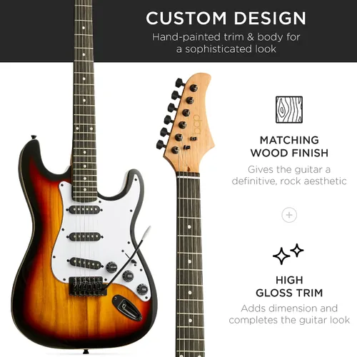 Miniatura 6 de Best Choice Products Kit de iniciación de guitarra eléctrica para principiantes de tamaño completo de 39 pulgadas con funda, correa, amplificador