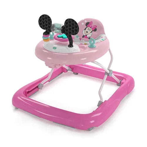 Bright Starts Disney Baby Minnie Mouse Forever Besties - Andador de actividades 2 en 1 para bebé, marco fácil de plegar y estación de juguetes