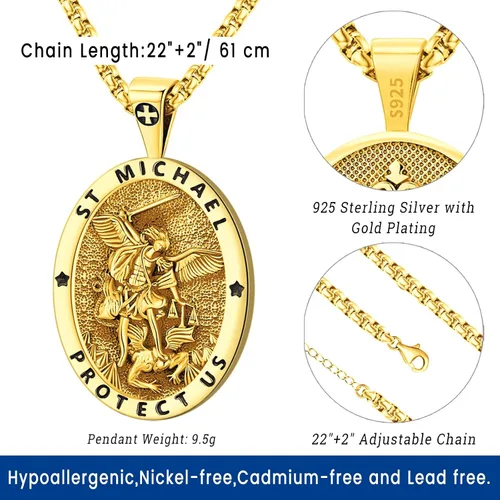 Miniatura 174 de Eusense Saint Necklace Sterling Silver 925 Protection Jewelry for Men Women Patron St Medals Amulet Pendant