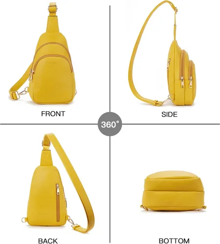 Miniatura 7 de Telena Riñonera pequeña para mujer, de cuero, cangureras, bolsa de pecho para mujer