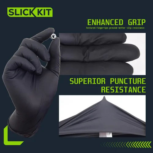 Miniatura 3 de Guantes desechables de nitrilo de 4 mil, sin látex, sin polvo, guantes industriales para limpieza, cocina, no estériles (negro, pequeño/7