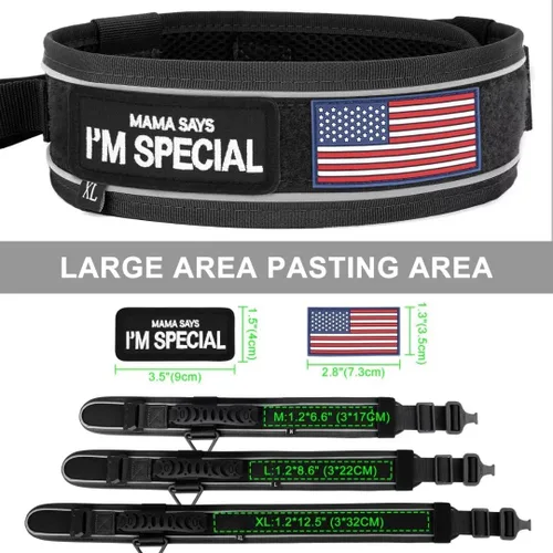 Miniatura 3 de Beirui Collar táctico de perro de 2.5 pulgadas con asa, resistente 2.6 in de ancho, collar táctico para perro con hebilla de metal fuerte, collar