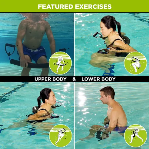 Miniatura 2 de Aqua Leisure Banda de resistencia dinámica para fitness, ejercicio acuático, entrenamiento en la piscina, fideos de fitness, longitud 34 pulgadas