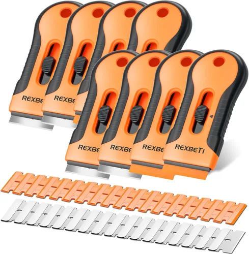 Miniatura 9 de REXBETI Herramienta raspadora de cuchillas de afeitar, juego de 2 raspadores de afeitar con 80 cuchillas de afeitar adicionales, 30 piezas de metal